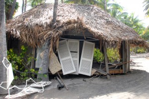 A hale at the Kona Village resort was ripped apart by the March 2011 tsunami.