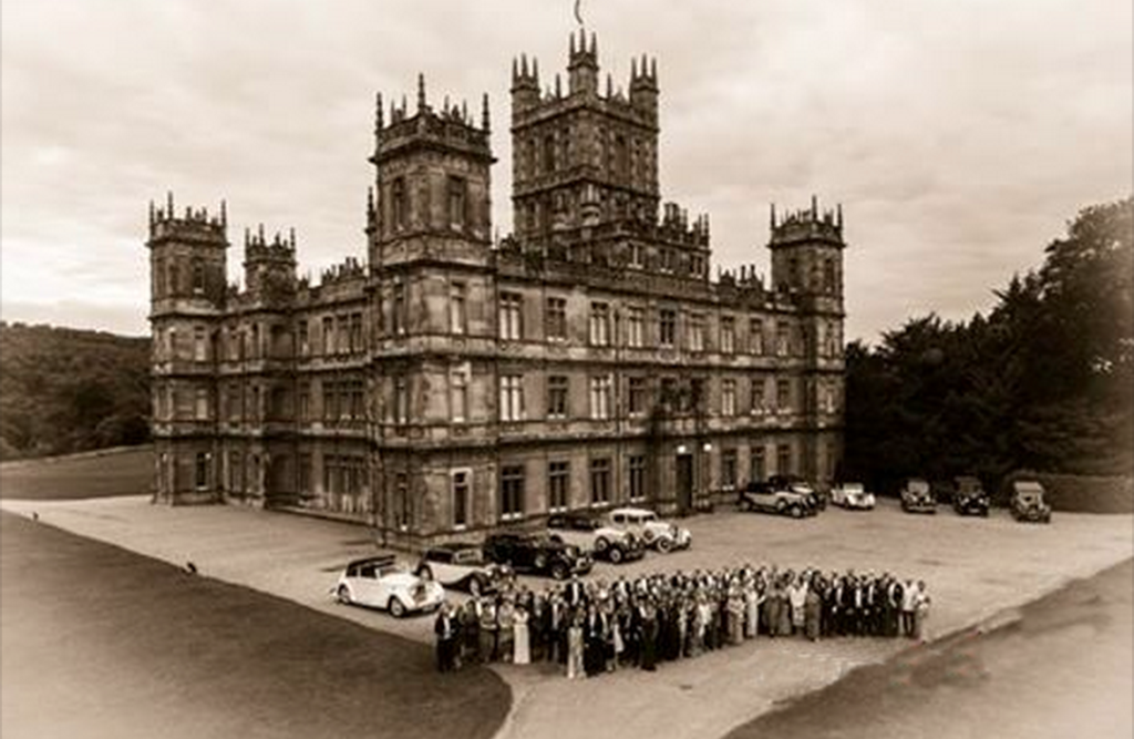 The gathering at Downton Abbey (Highclere Castle.