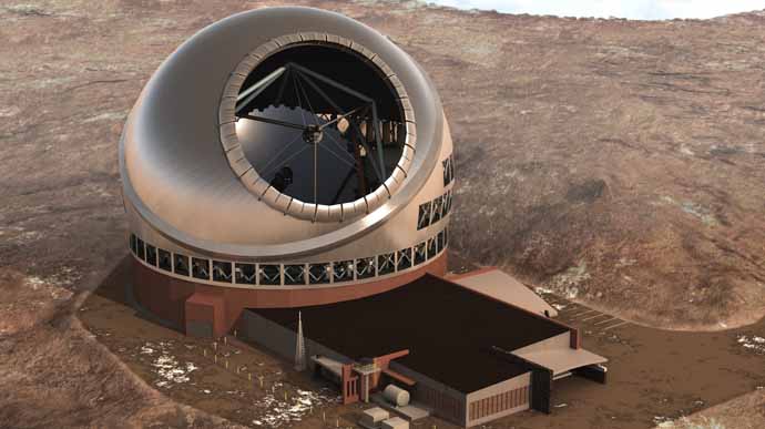 An artist’s rendition of the giant $1.4 billion telescope. Credit Thirty Meter Telescope